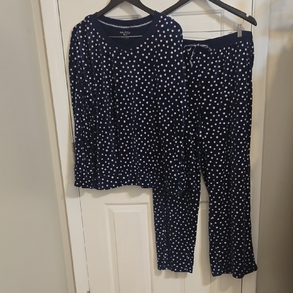 Nautica Navy and White Polka Dot Pajama Set - Picture 1 of 5